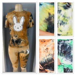 Bad Bunny  Brown TieDyed Shirt & Biker Short Set
